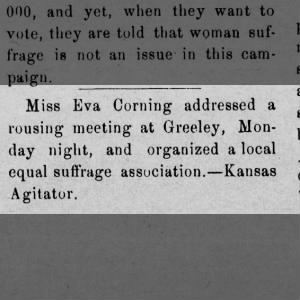 1893 Eva Corning at Greeley Kansas where an ESA was organized