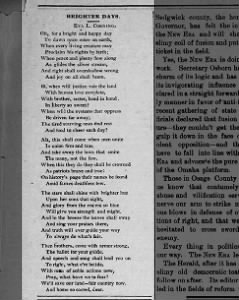 1893 Eva Corning poem "Brighter Days"