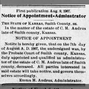 Probate Court for the Estate of Charles Andrus.