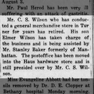 C. S. Wilson retired.