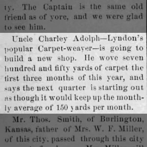 Adolph Charles new shop The Lyndon Journal., May 25, 1882