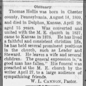 Obituary for Obituary- Thomas Hollis