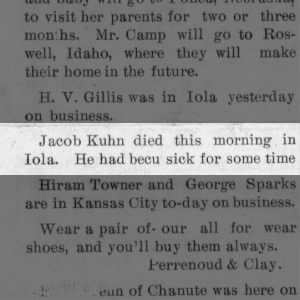 Jacob Kuhn died