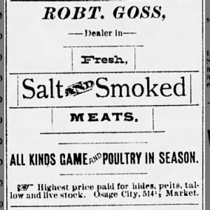 Robert Goss smoked meats 514 1/2 Market Street ad