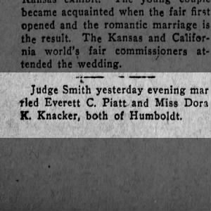 Marriage of Everett to Dora