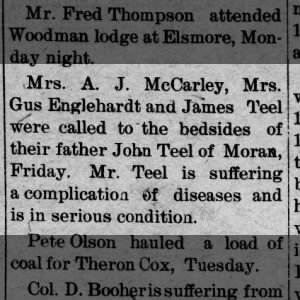 John Teel, in serious condition. 