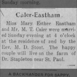 Marriage of Eastham / Caler