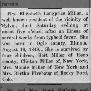 Obituary for Elizabeth Longprice Miller
