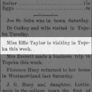 Effie Taylor visiting in Topeka