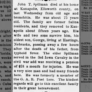 1910.04.02 - John T. Spillman died at his home at Kanapolis, Kansas