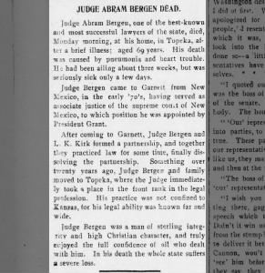 Judge Abram Bergen Dead