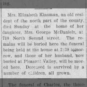 Obituary for Elizabeth Kinsman