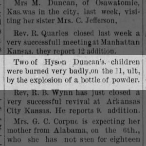 Hyson Duncan's Children in Burn Accident