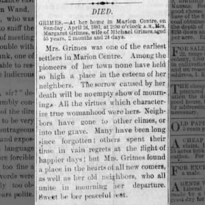 Obituary of Margaret McClary Grimes