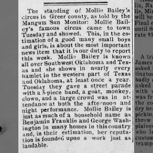 Mollie Bailey Circus in Greer County