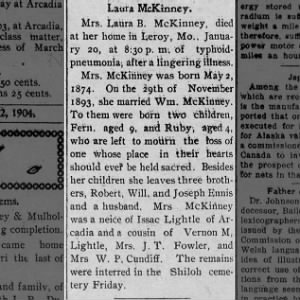 Obituary for Laura B. McKinney