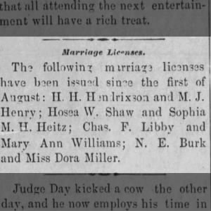Marriage of Libby / Williams