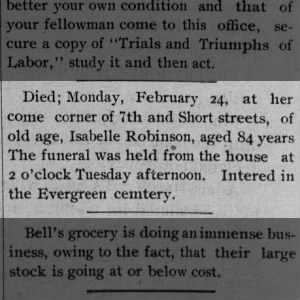 Isabelle Robinson-Obituary