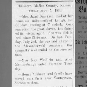 KOHLMAN, Henry/Heinrich - Moved family to farm near Youngtown.