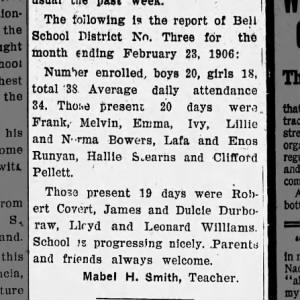 1906 Feb Pellett Bell School