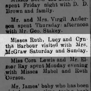 Ruth, Lucy & Cyntha Barbour
The Cullison Times (KS)
5 Mar 1915, Fri, p8