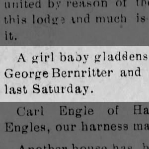 Angeline Bernritter Birth Announcement