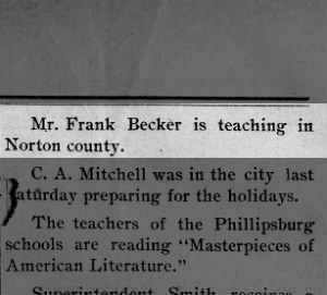 F.D. Becker teaching in Norton County