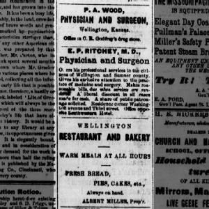 Ads - P. A. Woods, etc, Wellington Banner, Wellington, Kansas, 16 Oct, 1872, Wed., Page 3