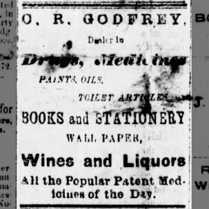 C. R. Godfrey, Drug Store ad, Wellington Banner, Wellington, Kansas, 16 Oct 1872, Wed, Page 3