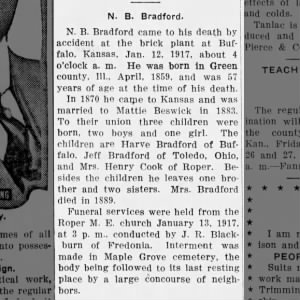 Obituary for Napoleon B. Bradford