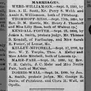 Thonhoff [Thomhoff, sic] Henry J, and Miss Lilly Hess, married