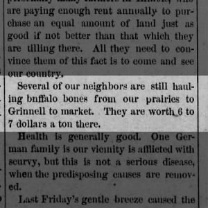 Buffalo Bones price at market March 1880