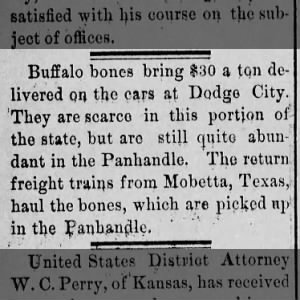 Buffalo Bones market price Oct 1885