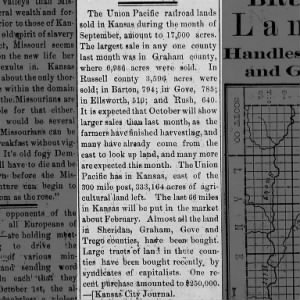 Sale of Railroad Lands Oct 1885