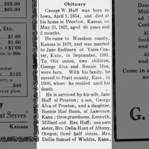Obituary for George W. Huff