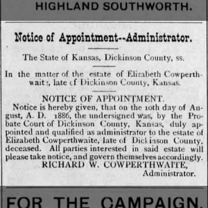 Notice of Appointment-Administrator