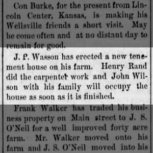 J.P. Wasson new tenement house on farm