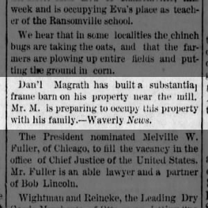 Dan'l Magrath
Wellsville Exchange
04 May 1888