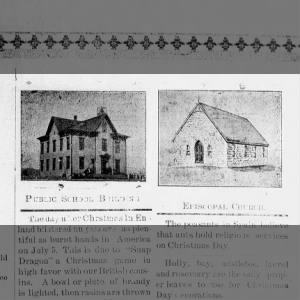 1897 Logan KS School & Episcopal Church from "The Breeze"