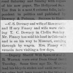 Mr. and Mrs. Charles Downey and Mr. and Mrs. Henry Finney Visit Thomas C. Downey