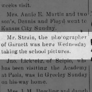 Strain in Greeley taking school pictures.  Greeley Graphic 3 May 1923, pg 3