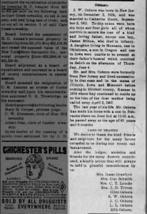 John W. Osborn Obituary, The Western Call, Beloit, KS,June 12, 1908