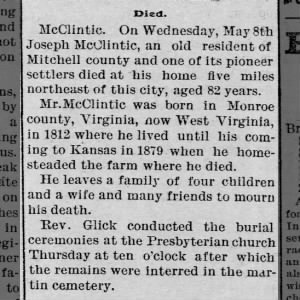 Obituary for Joseph McClintic