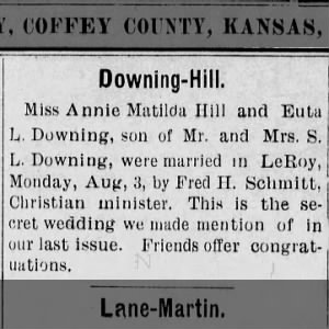 Marriage of Hill / Downing