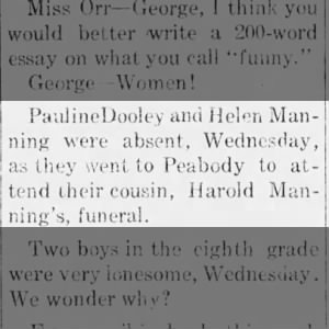 Harold Manning funeral Burns Citizen 11 Mar 1920 p5