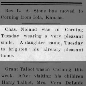 *Noland, Maxine - 1915 Birth Announcement