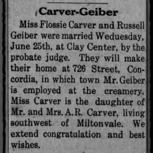 Marriage of Carver / Geiber