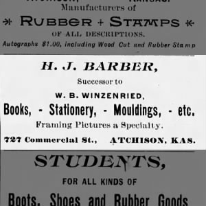H.J. Barber purchased W.B. Winzenried store. 