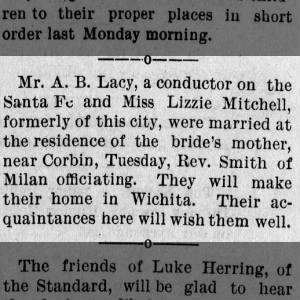 A.B. Lacy and Miss Lizzie Mitchell