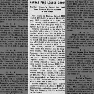 Kansas Fire Losses Grow in 1916